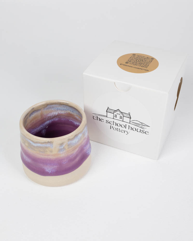 The School House Pottery Flat White Ceramic Mug with Purple Glaze