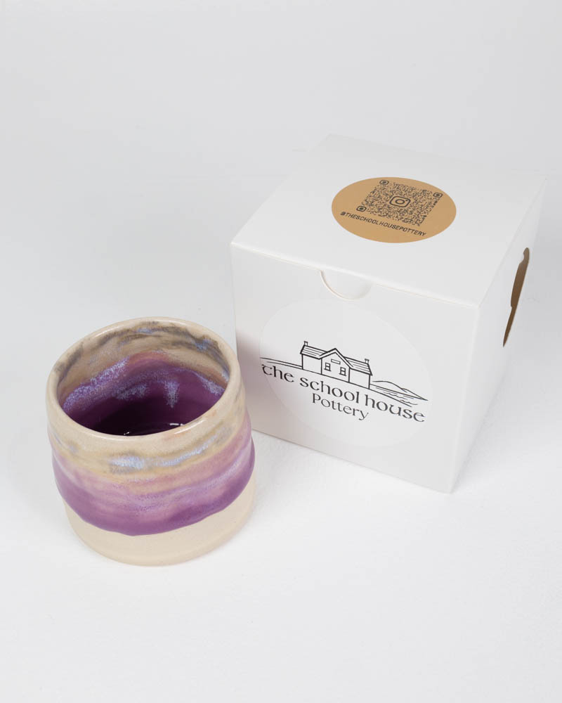 The School House Pottery White Ceramic Mug with Purple Glaze