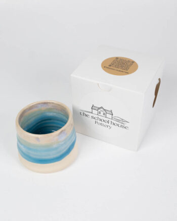 The School House Pottery Flat White Ceramic Mug with Blue Glaze