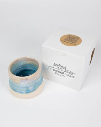 The School House Pottery Flat White Ceramic Mug with Blue Glaze