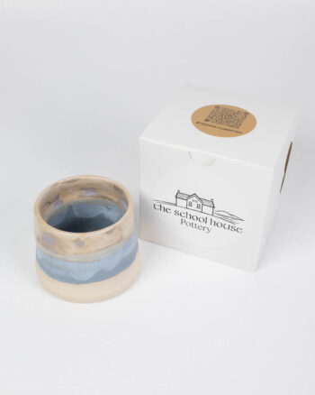 The School House Pottery Flat White Ceramic Mug with Blue Glaze