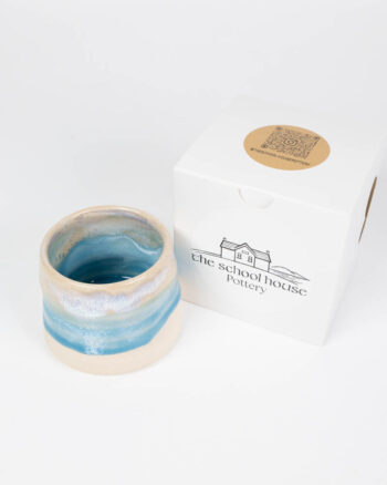 The School House Pottery Flat White Ceramic Mug with Blue Glaze