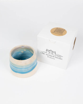 The School House Pottery Flat White Ceramic Mug with Blue Glaze
