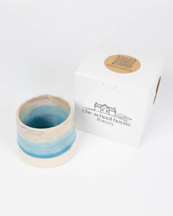 The School House Pottery White Coffee Mug with Blue Glaze