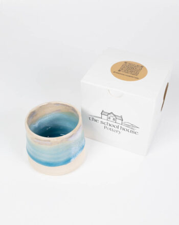 The School House Pottery White Coffee Mug with Blue Glaze