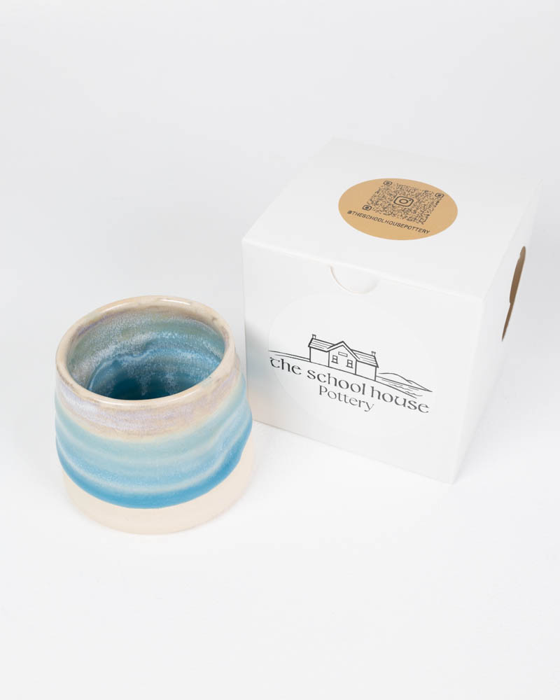 The School House Pottery Flat White Mug with Blue Glaze