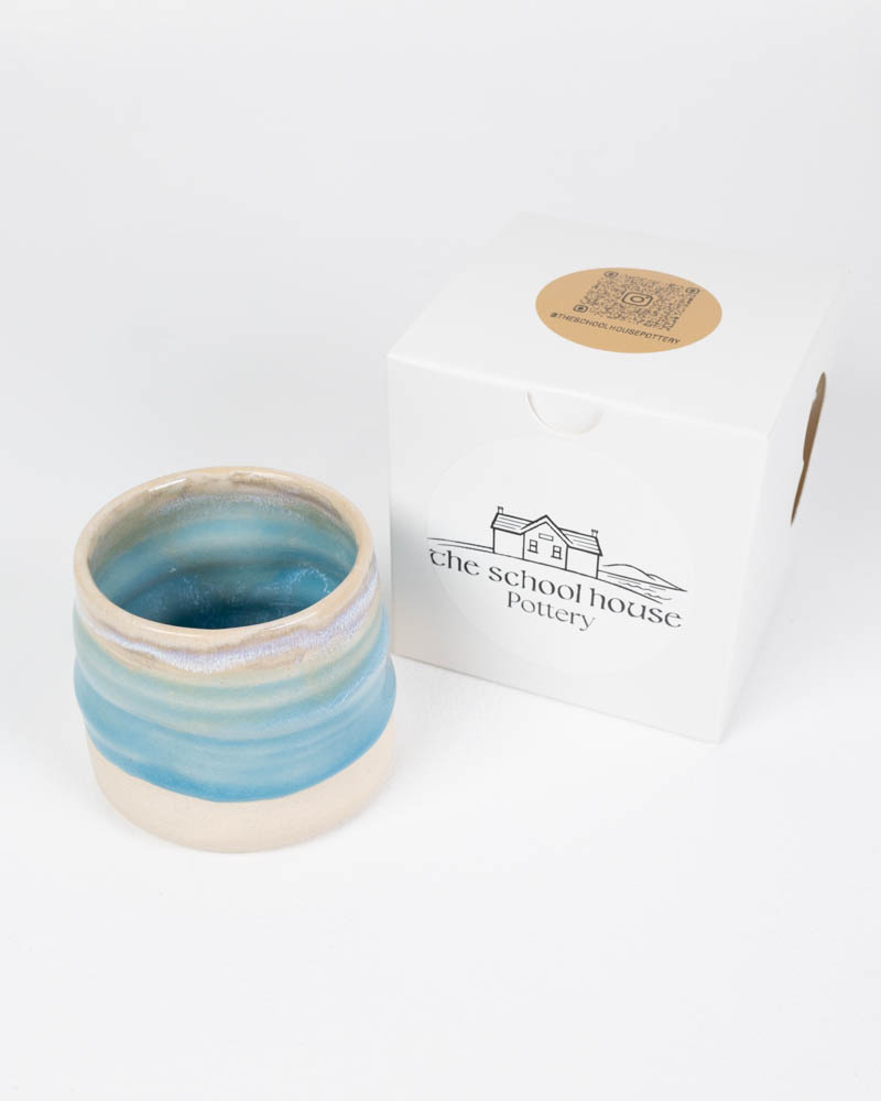 The School House Pottery Ceramic Flat White Coffee Mug with Blue Glaze