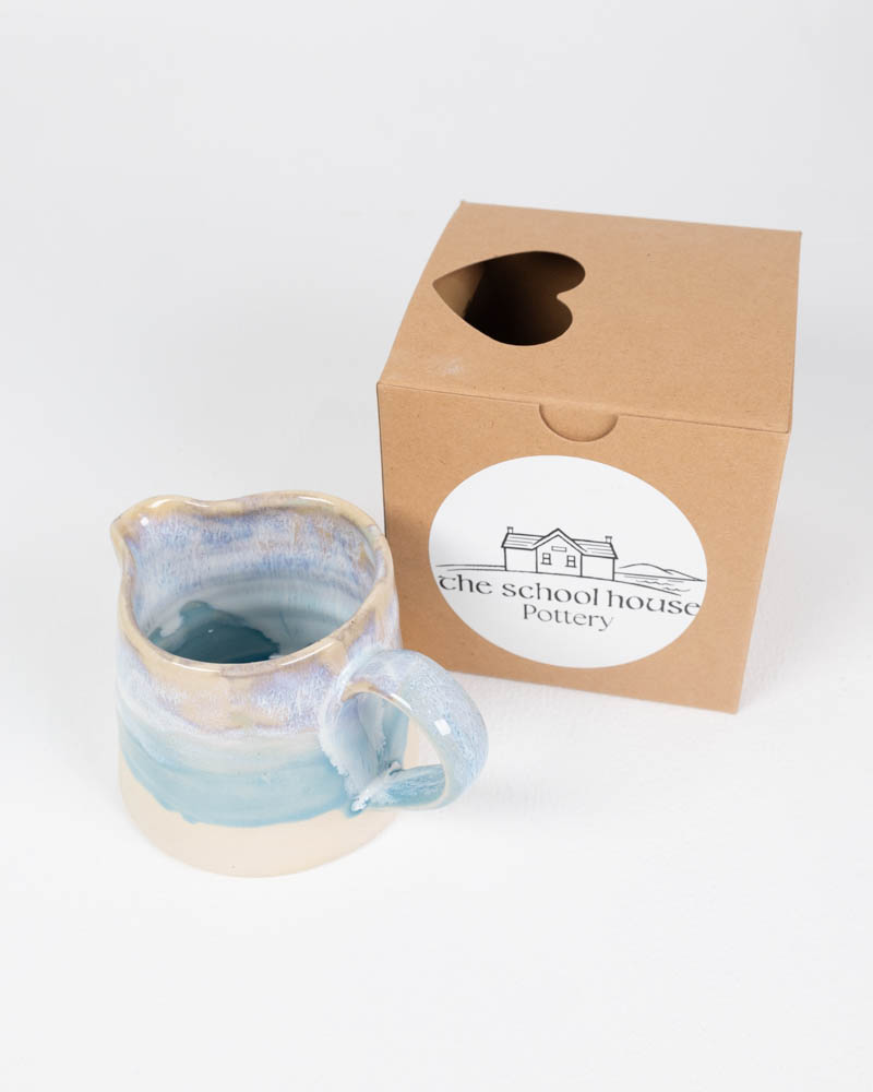The School House Pottery Small Ceramic Jug with Blue Glaze Detail