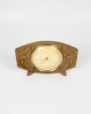 Vintage Wooden Mantel Clock with Carved Detail