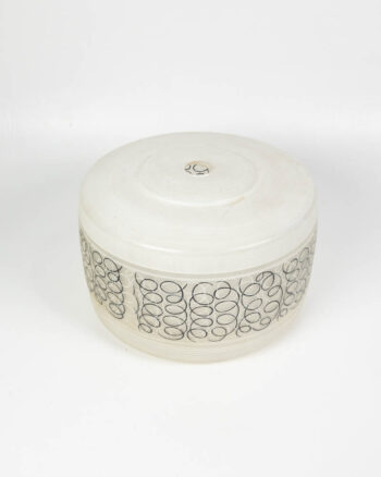 Mid-Century White Glass Light Shade with Black Rings