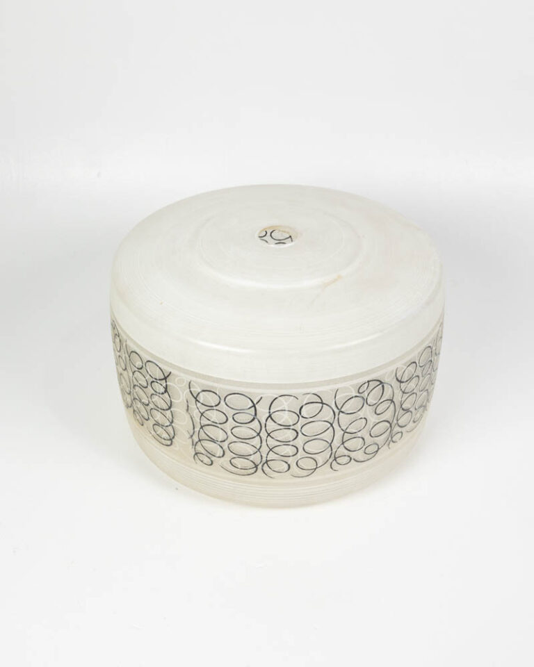 Mid-Century White Glass Light Shade with Black Rings