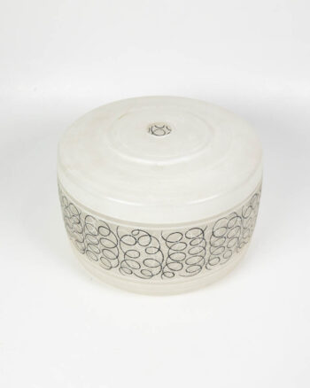 Mid-Century White Glass Light Shade with Black Rings