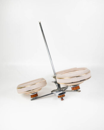 Vintage Pink Glass Ceiling Light with Gold Trim