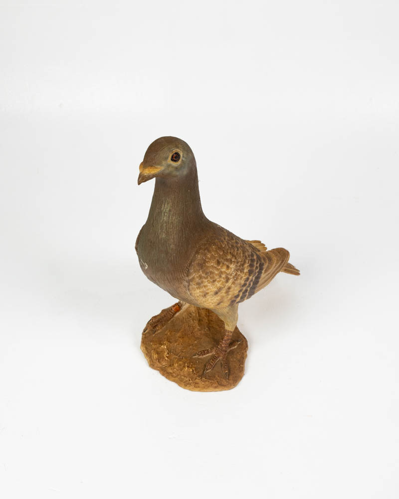 Ceramic Pigeon Figurine with Brown and Gold Details