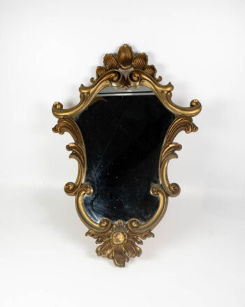 Ornate Gold Wood Framed Mirror with Floral Details
