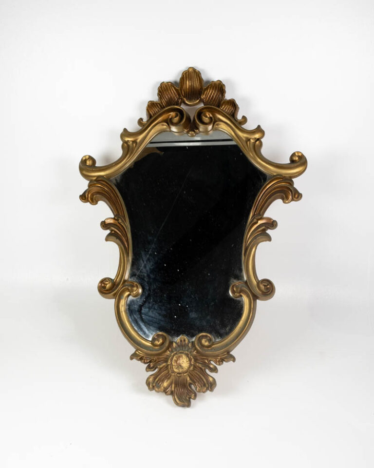Ornate Gold Wood Framed Mirror with Floral Details