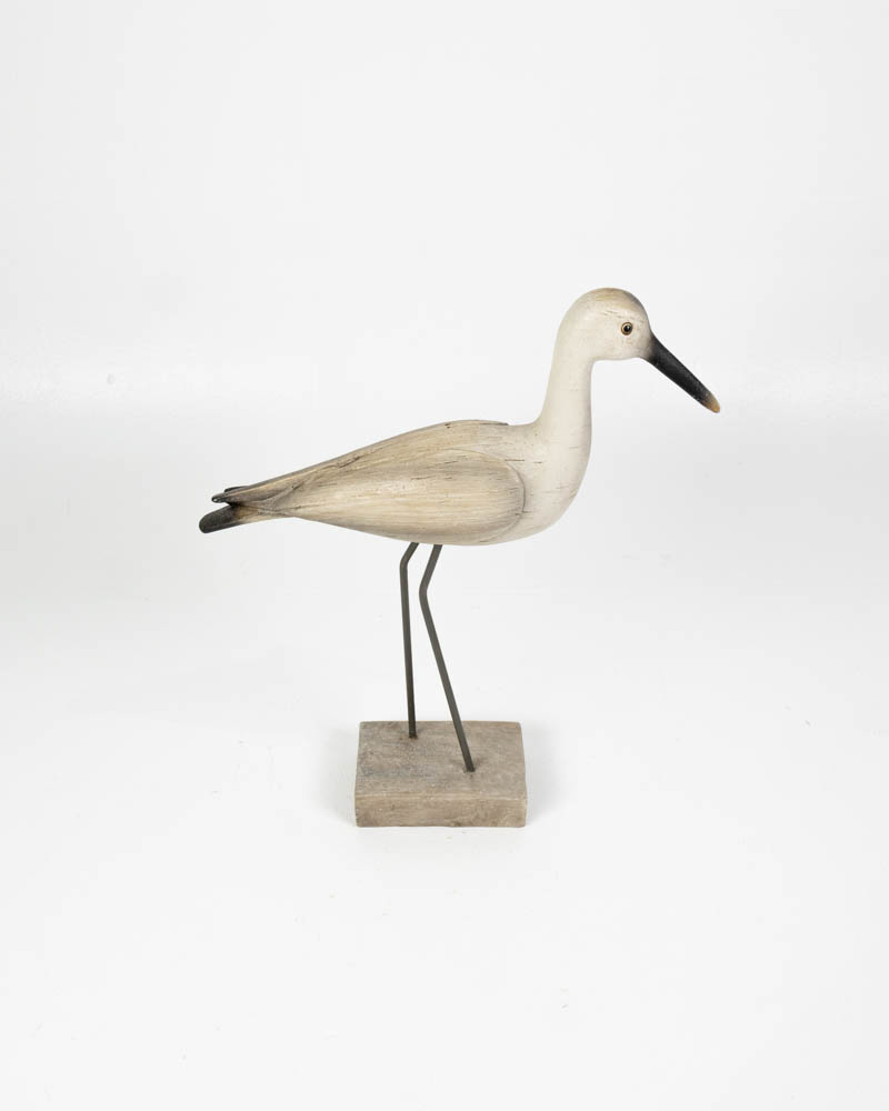 Painted Wood Bird Sculpture with Metal Legs