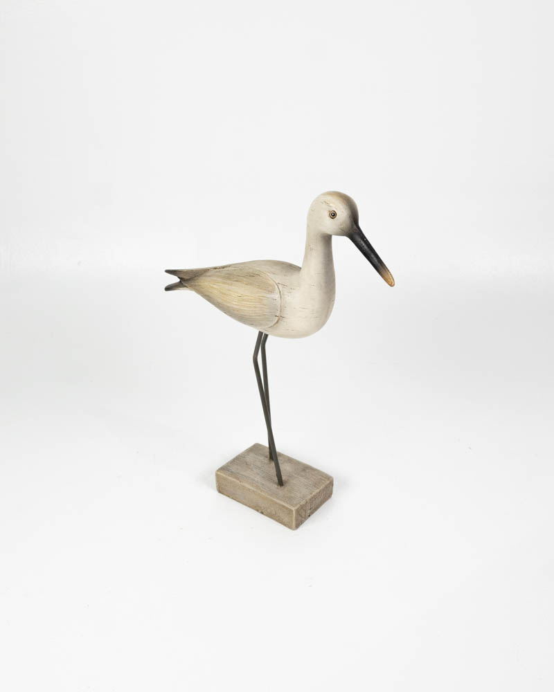 Vintage Wooden Bird Figure with Metal Legs