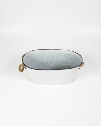 White Metal Garden Planter with Rope Handles