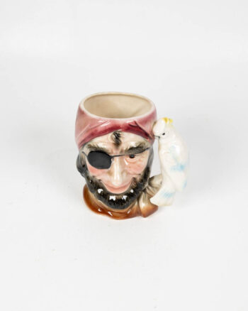 Vintage Ceramic Pirate Mug with Parrot Handle