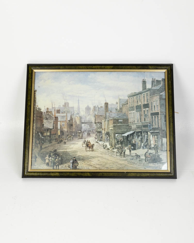 Vintage Framed Townscape Print with Gilt Detail
