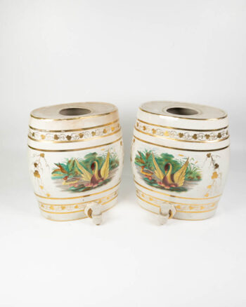 Vintage Ceramic Irish Whiskey Dispensors with Pair Swan Design