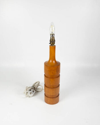 Mid-Century Wooden Table Lamp with Turned Wood Design