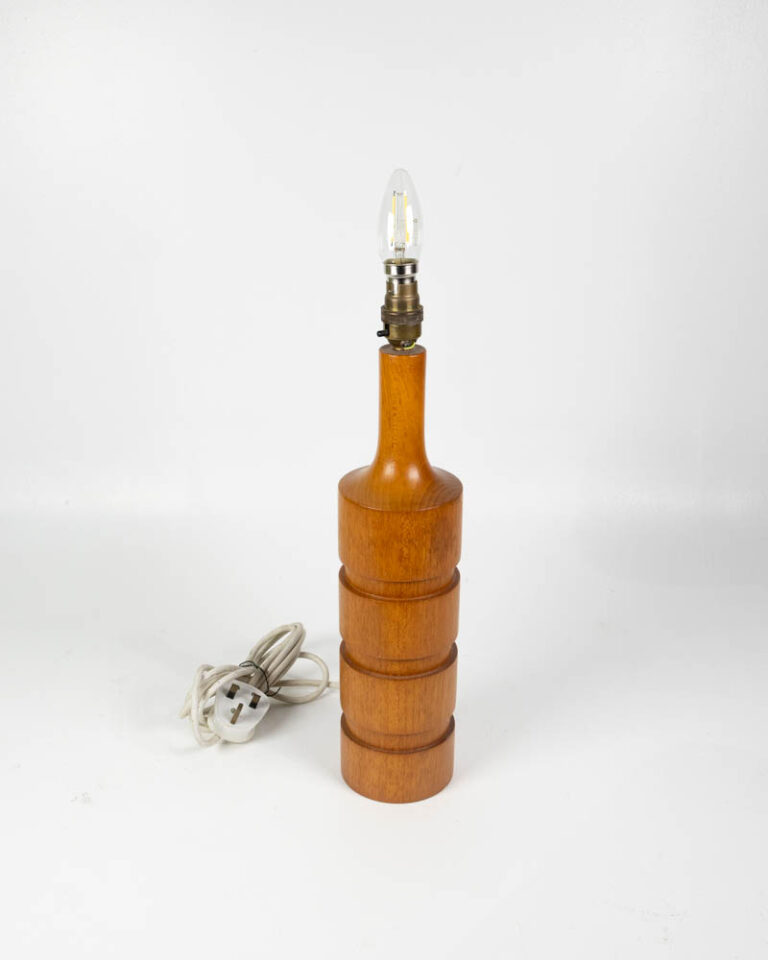 Mid-Century Wooden Table Lamp with Turned Wood Design