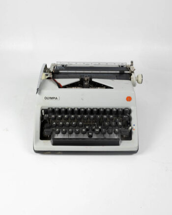Vintage Olympia Traveller De Luxe Grey Metal Typewriter
