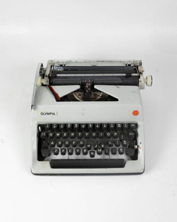 Vintage Olympia Traveller De Luxe Grey Metal Typewriter