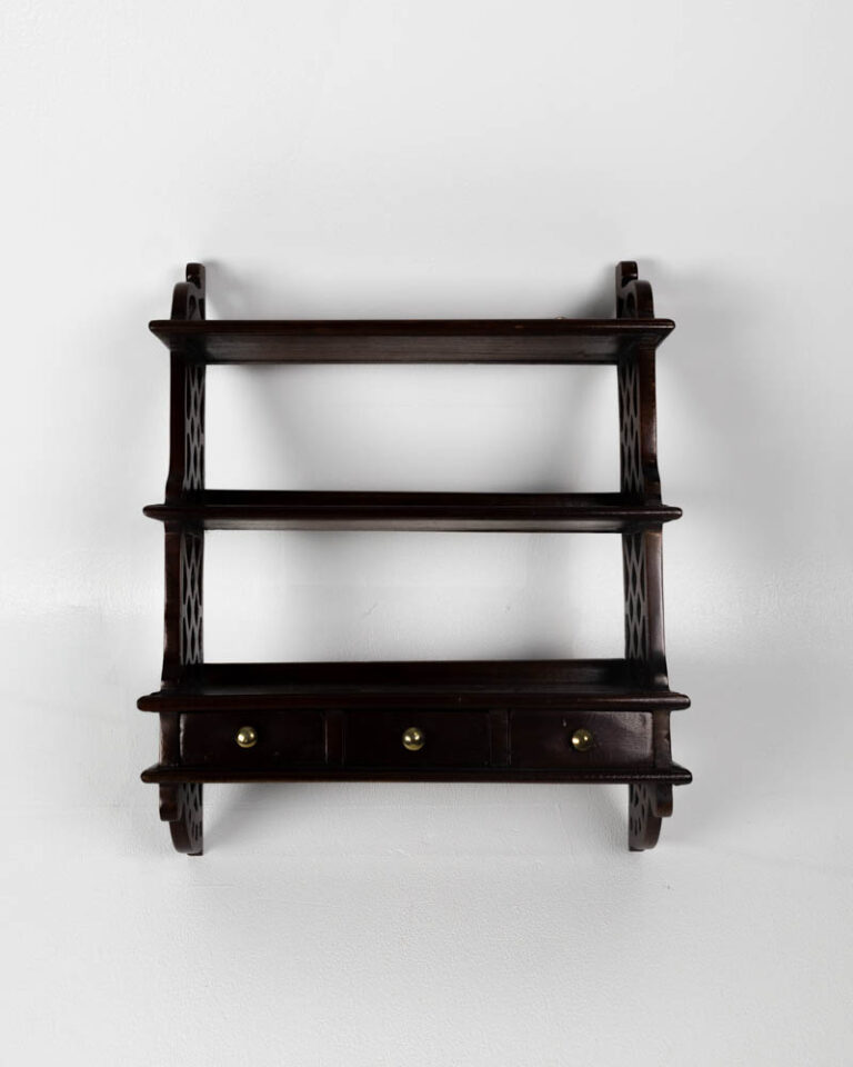 Vintage Mahogany Hanging Wall Shelf with 3 Drawers