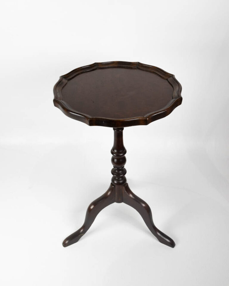 Vintage Mahogany Tripod Table with Scalloped Edge