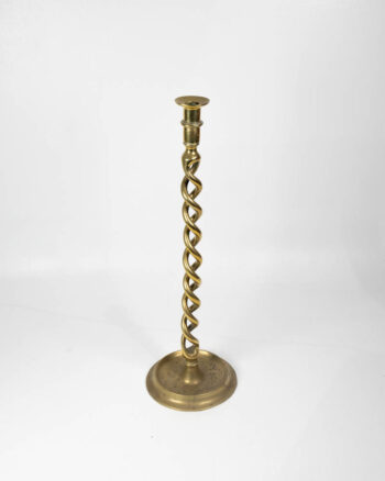 Pair of Vintage Brass Barley Twist Candlesticks with Round Base