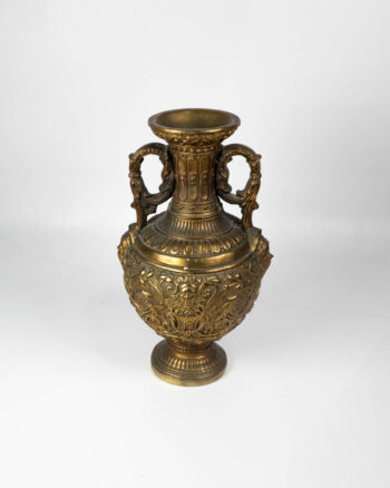 Ornate bronze effect Vase with Floral & Face Relief Details