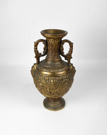 Ornate bronze effect Vase with Floral & Face Relief Details