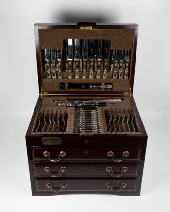 Antique Clarke & Barr Silver Cutlery Set in Wooden Case
