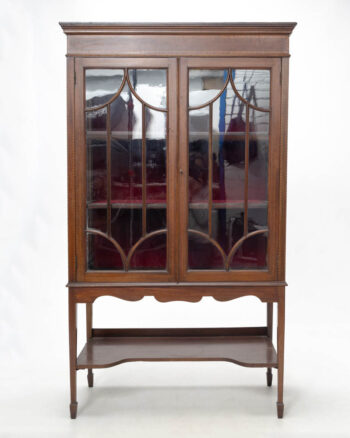 Vintage Wood Display Cabinet with Glass Doors