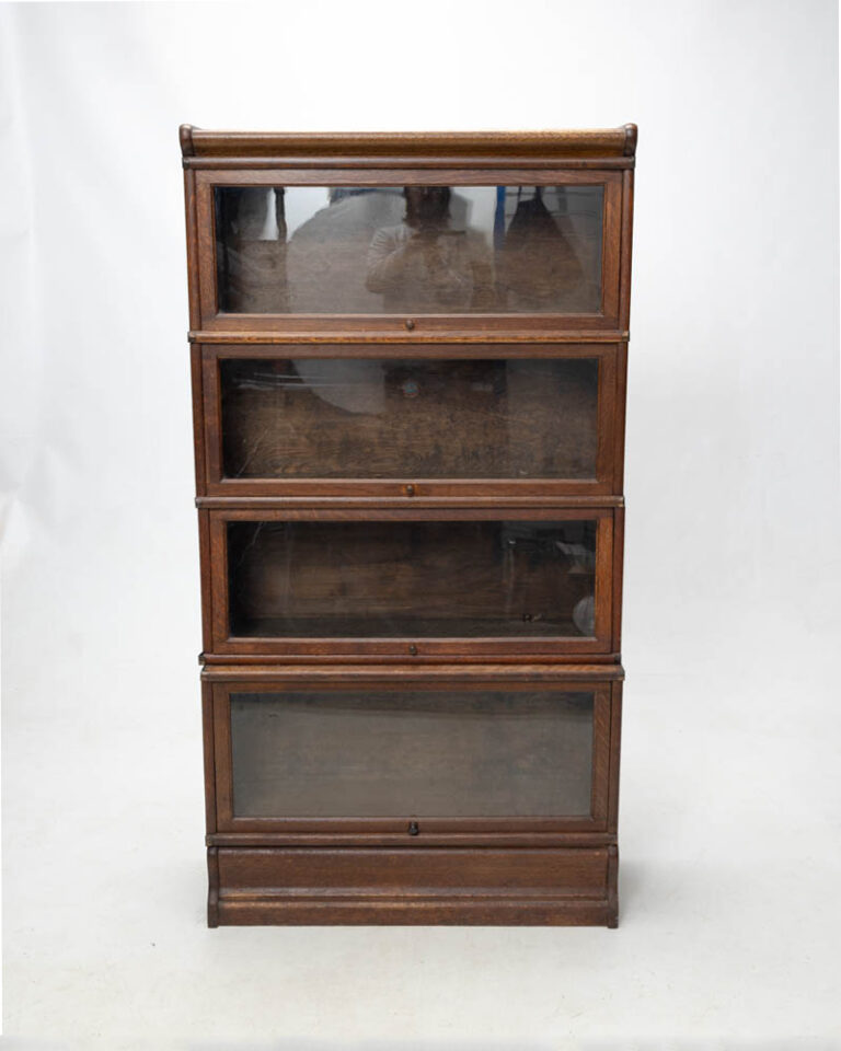 Vintage Wooden Globe Wernicke Bookcase with Glass Doors
