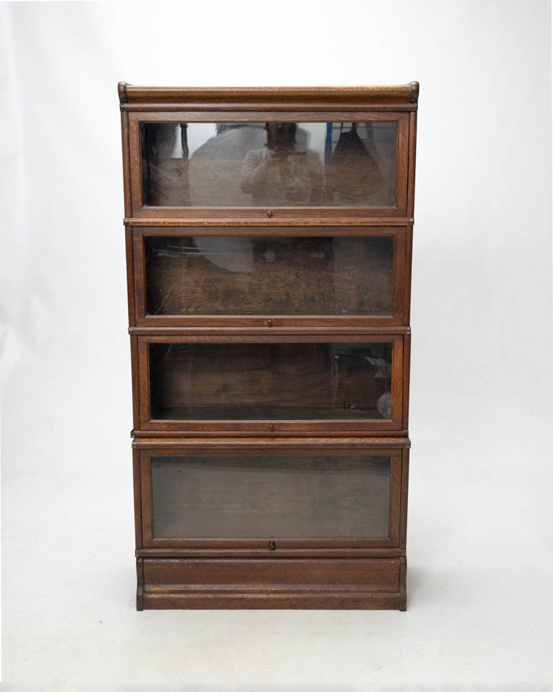 Vintage Wooden Globe Wernicke Bookcase with Glass Doors