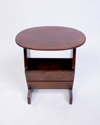 Vintage Wooden Magazine Table with Oval Top