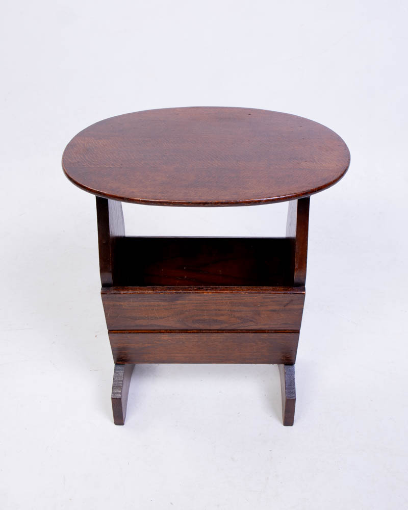 Vintage Wooden Magazine Table with Oval Top