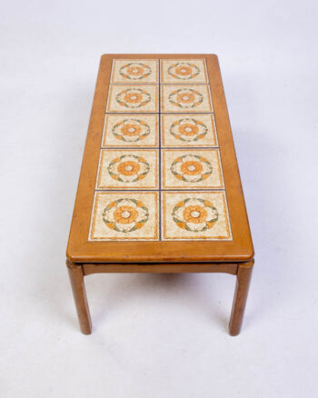Mid-Century Teak Coffee Table with Floral Tile Top