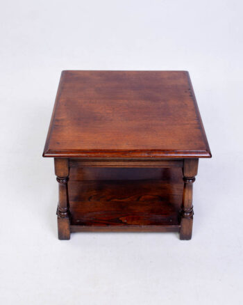Vintage Oak Side Table with Lower Shelf