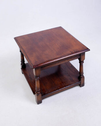 Vintage Oak Side Table with Lower Shelf