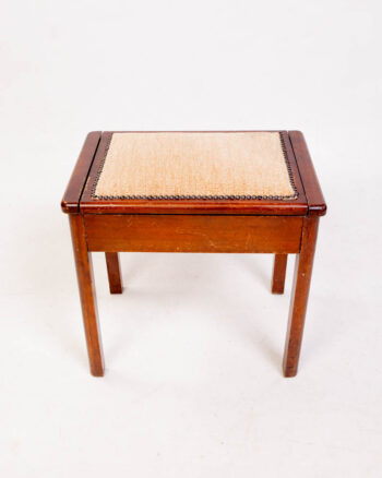 Vintage Wooden Lift Top Stool with Upholstered Seat