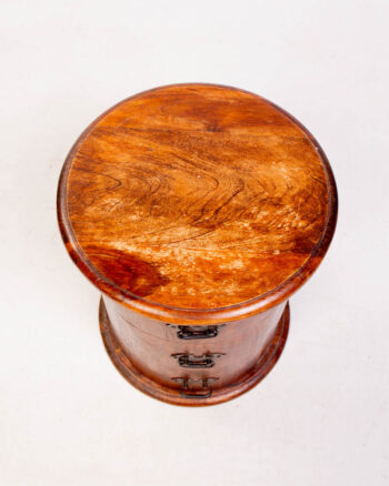 Vintage Wooden Bedside Table with Round Top & Drawers