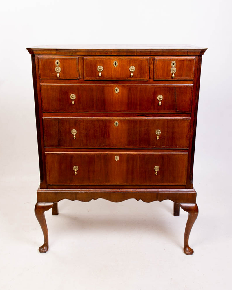 Antique Georgian Wallnut Chest of Drawers with Brass Hardware