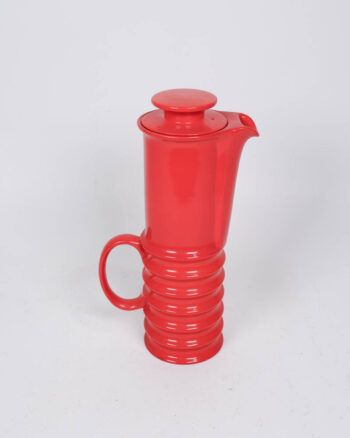 1969 Carlton Ware Red Ceramic Coffee Set with Ribbed Design