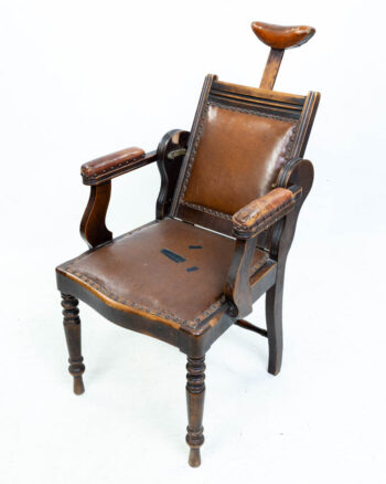 Antique Barber Surgeon / Dental Chair with Adjustable Headrest