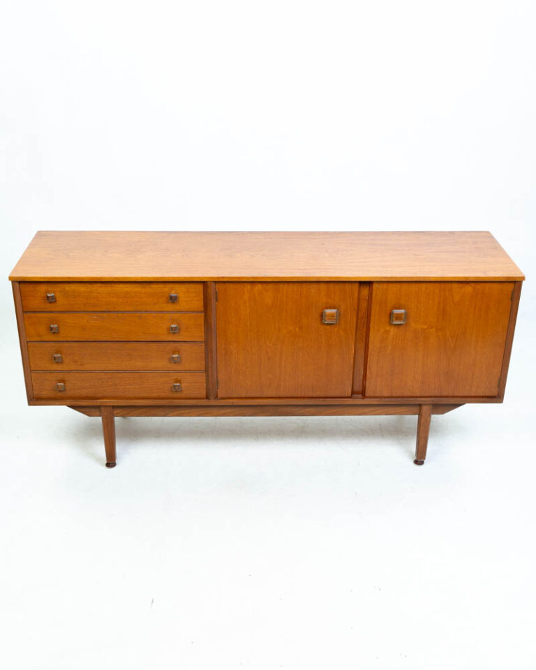 Mid-Century Teak Sideboard with Square Handles